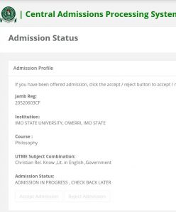 IMSU Commences Upload of 2020/2021 Session Direct Entry Candidates Admission on JAMB Caps