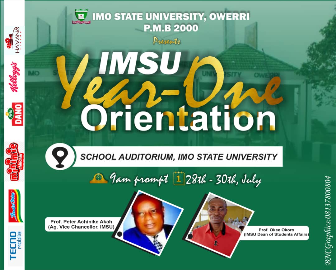 The management of Imo State University, Owerri (IMSU) has made public the date and venue for 2020/2021 newly admitted candidates orientation exercise.