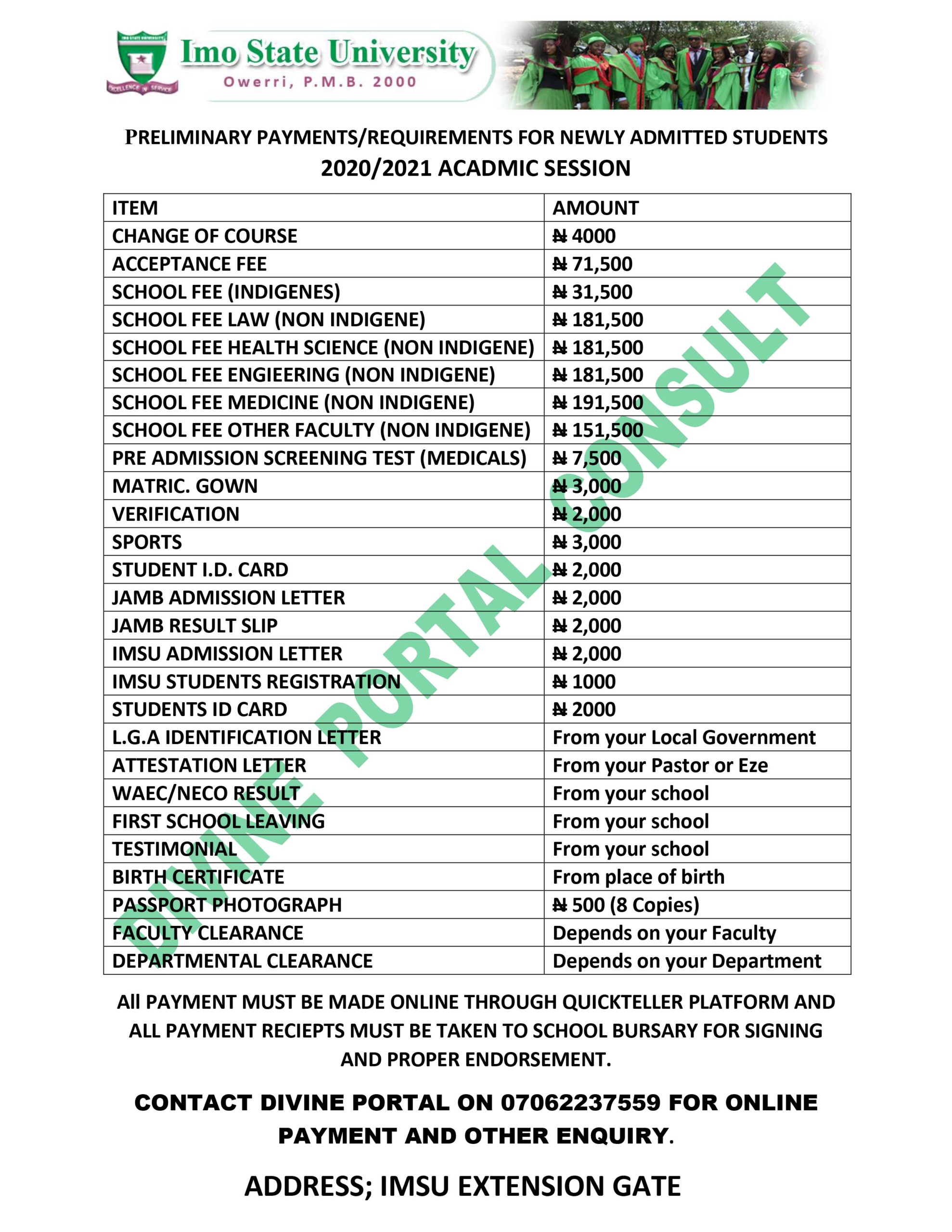 IMSU faculty clearance/screening procedures for 2020/2021