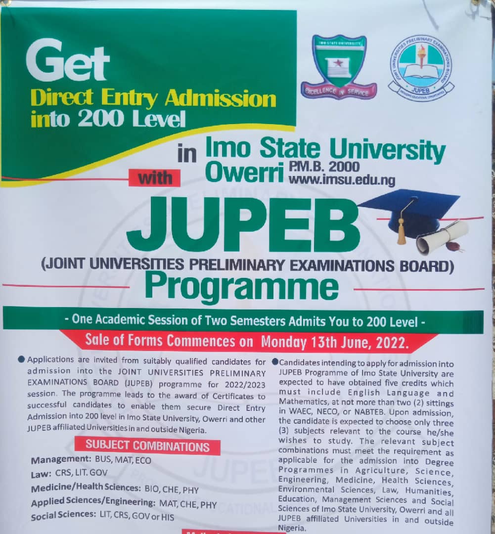 IMSU commences application for JUPEB programme 2022/2023 academic session