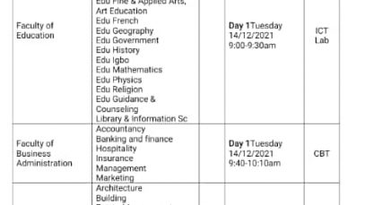 IMSU Post UTME examination date, time table and requirement for 2020/2021 session