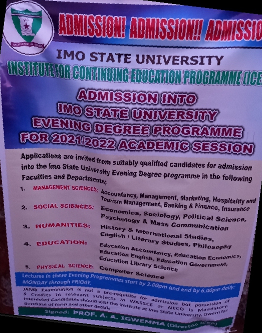 IMSU commences registration for evening programme (ICEP) for 2021/2022 academic session