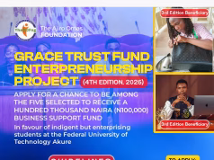 FUTA Grace Trust Fund Entrepreneurship Project 2026: Eligibility, Award and Deadline FUTA Grace Trust Fund 2026 Application