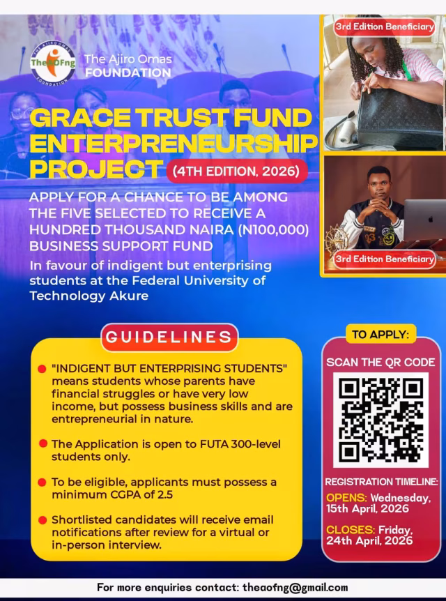 FUTA Grace Trust Fund 2026 Application